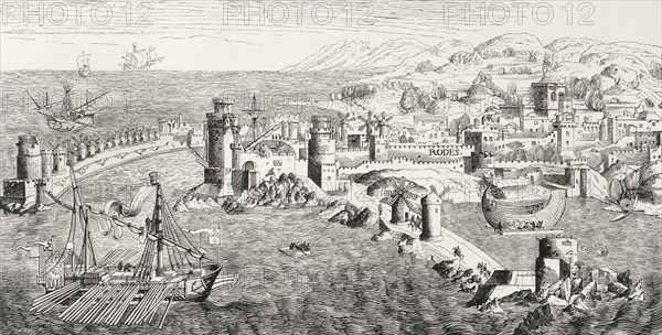 Plan of the Island of Rhodes in the 15th century