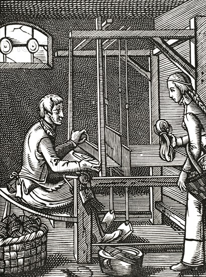 French weaver's workshop in the 16th century