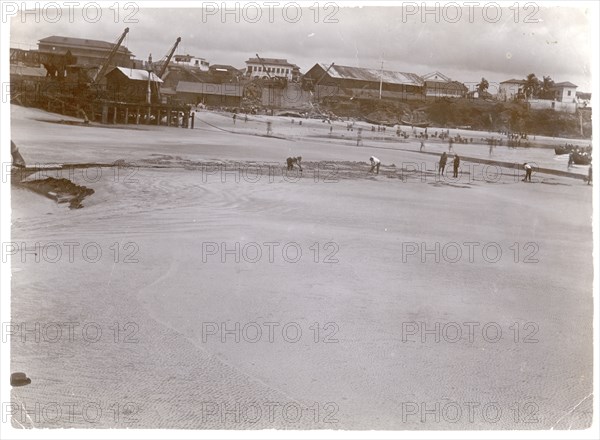 Accra harbour from the beach