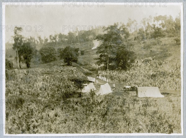 Camp at bridge construction site