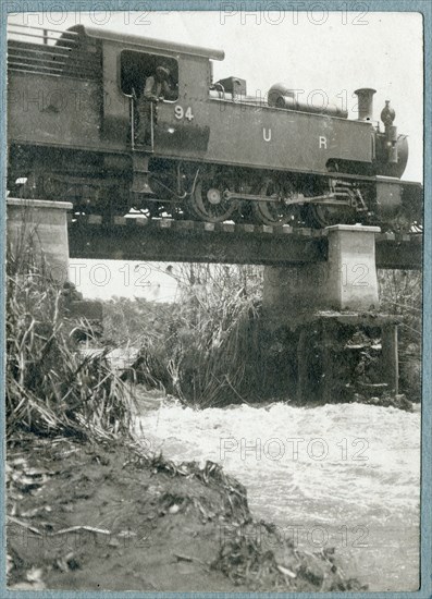 Uganda Railway train on damaged bridge