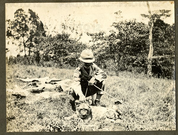 British soldier with a lion cub