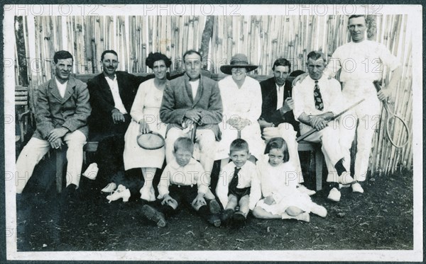 Group photograph taken at tennis party