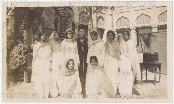 Senior students with Principal, Queen Mary's College. Lahore