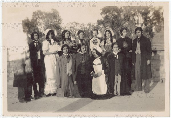 Young people taking part in a play, Queen Mary's College, Lahore