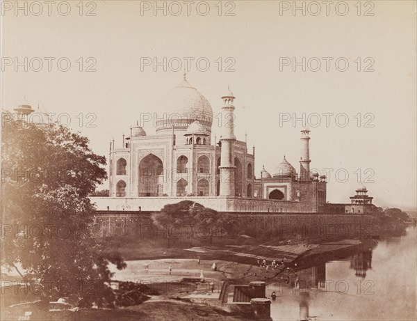 View of Taj Mahal from the river, Agra