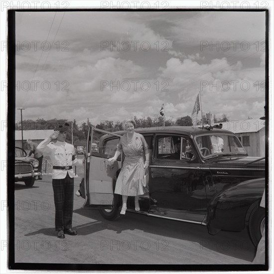 HM the Queen Mother at Cameronians (Scottish Rifles) Camp, Nairobi