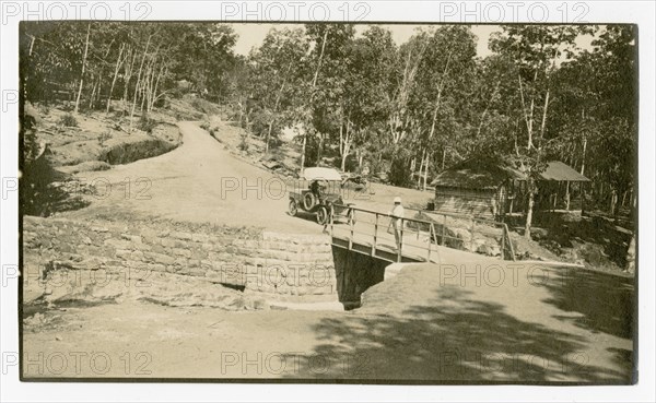 View of road with bridge and car