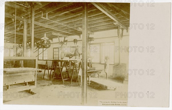 Rubber factory interior showing machinery