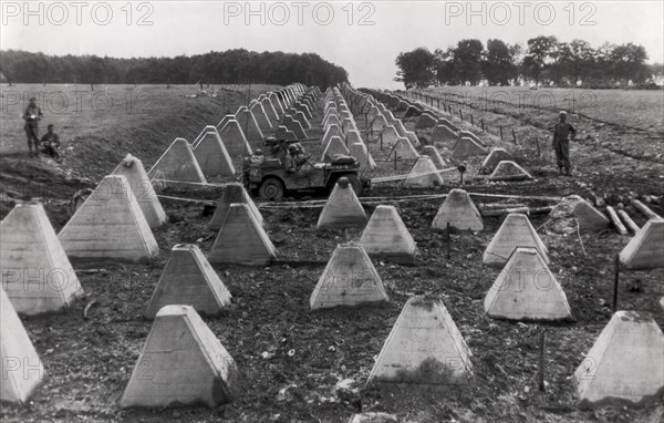 US Jeep Goes Through Siegfried Line