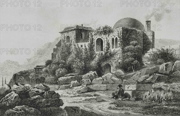 Ottoman Empire. Brousse Castle. Engraving by Lemaitre, Vormser and Lepetit. Historia de Turquia, by Joseph Marie Jouannin (1783-1844) and Jules Van Gaver, 1840.