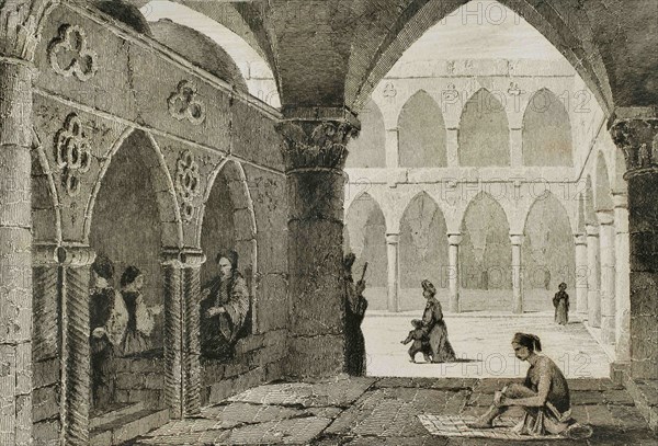 Ottoman domination. Acre (today Akko in northern territory of Israel). Bazaar at Saint Jean d'Acre. Engraving by Lemaitre, Vormser and Lepetit. Historia de Turquia by Joseph Marie Jouannin (1783-1844) and Jules Van Gaver, 1840.