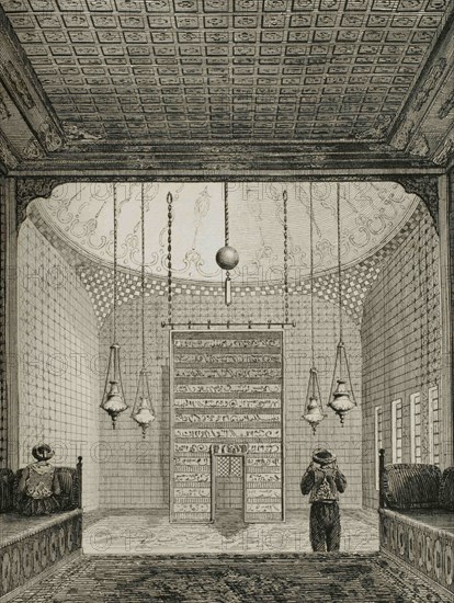 Ottoman Empire. Turkey. Constantinople (today Istanbul). Topkapi Palace. Chapel of the Seraglio. Relics of the Prophet. Engraving by Lemaitre. Historia de Turquia by Joseph Marie Jouannin (1783-1844) and Jules Van Gaver, 1840.