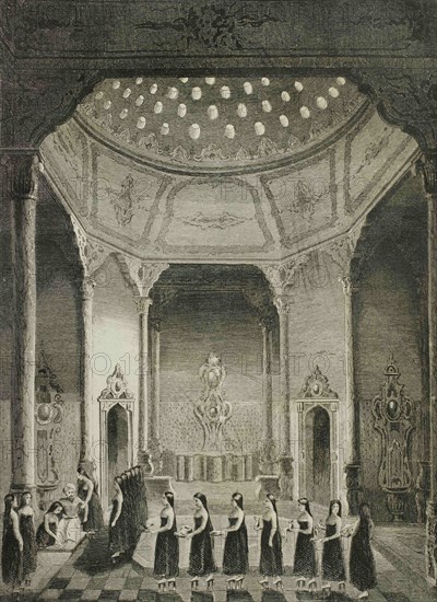 Ottoman Empire. Turkey. Constantinople (today Istanbul). The Sultan's bath. Engraving by Lemaitre, Lalaisse and Arnout. Historia de Turquia by Joseph Marie Jouannin (1783-1844) and Jules Van Gaver, 1840.