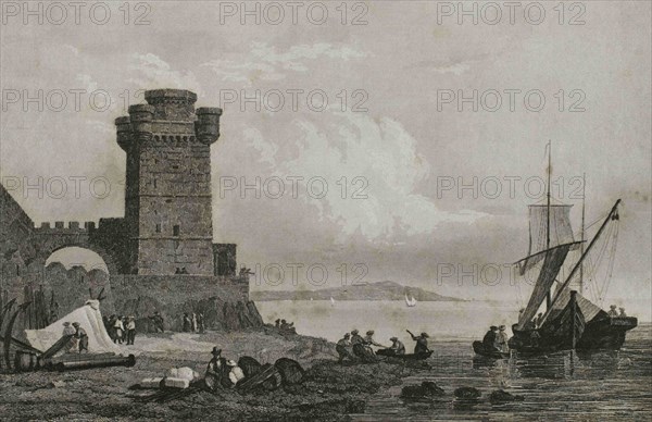 Ottoman domination period. Rhodes (today Greek territory). Engraving by Lemaitre, Arnout and Cholet. Historia de Turquia by Joseph Marie Jouannin (1783-1844) and Jules Van Gaver, 1840.