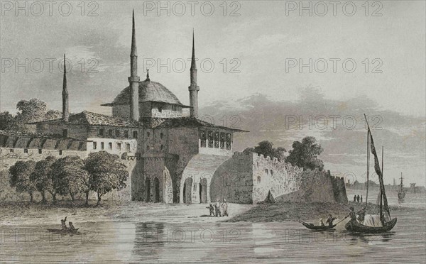Ottoman Empire. Turkey. Pavilion of the Pearls (Indjouli Kiochk). Engraving by Lemaitre, and J. Arnout. Historia de Turquia by Joseph Marie Jouannin (1783-1844) and Jules Van Gaver, 1840.