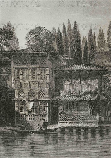 Ottoman Empire. Turkey. Constantinople (today Istanbul). Greek Priest's house, near Yeni-kuey, on the Bosphorus. Engraving by Lemaitre, Danvin and Lepetit. Historia de Turquia by Joseph Marie Jouannin (1783-1844) and Jules Van Gaver, 1840.