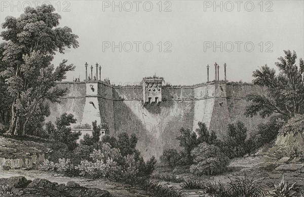 Ottoman Empire. Turkey. Constantinople (today Istanbul). Fort Bakczekeu (Bahcekoy). Engraving by Lemaitre, Vormser and S. Cholet. Historia de Turquia by Joseph Marie Jouannin (1783-1844) and Jules Van Gaver, 1840.