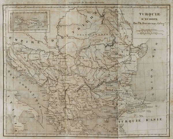 European Turkey map by Thunot Duvotenay. Historia de Turquia by Joseph Marie Jouannin (1783-1844) and Jules Van Gaver, 1840.