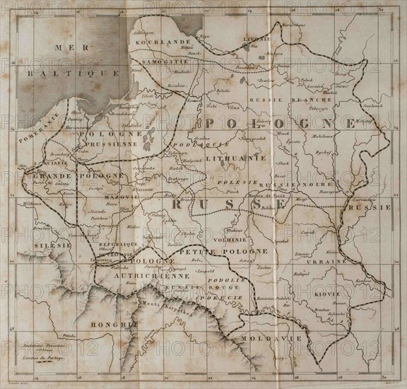 General map of Poland. Engraved by Lemaitre. History of Poland, by Charles Foster. Panorama Universal, 1840.