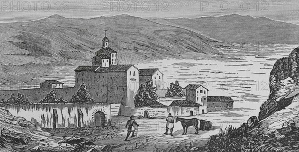 Spain, province of Valencia. Porta Coeli Charterhouse. Carthusian monastery founded in 1272 by Andreu d'Albalat, confessor to King Jaume I. Engraving by Sierra, 19th century. Cronica General de España. Historia Ilustrada y Descriptiva de sus Provincias. Tomo Valencia, 1867.