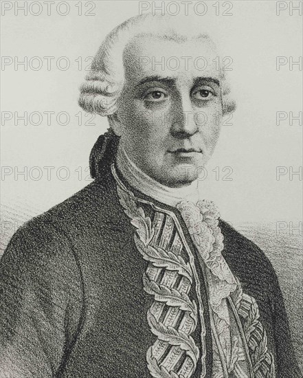 Pedro Caro y Sureda (1761-1811). 3rd Marquis of La Romana. Spanish general of the Peninsular War. Portrait. Cronica General de España. Historia Ilustrada y Descriptiva de sus Provincias. Valencia, 1867.