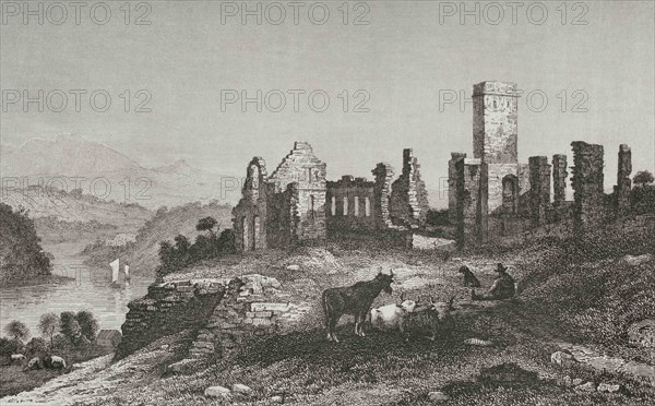 History of the United States. Ruins of Fort Ticonderoga. State of New York. Built by the French in 1755 and captured by the British in 1759. Famous for the surprise attack on the English on 10 May 1775. Engraving by Milbert. Panorama Universal. History of the United States of America, from 1st edition of Jean B.G. Roux de Rochelle's Etats-Unis d'Amérique in 1837. Spanish edition, printed in Barcelona, 1850.
