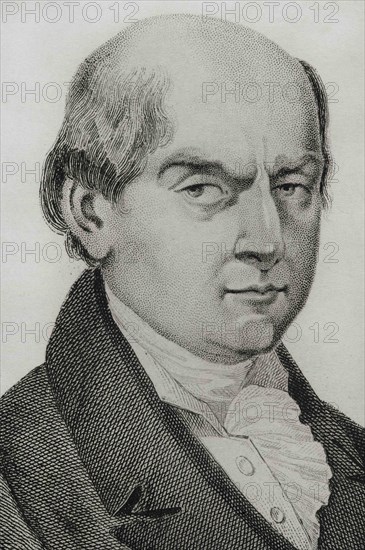 John Adams (1735-1826). American politician. Leader of the American Revolution. Second president of the United States of America (1797-1801). Portrait. Engraving by Vernier. Panorama Universal. History of the United States of America, from 1st edition of Jean B.G. Roux de Rochelle's Etats-Unis d'Amérique in 1837. Spanish edition, printed in Barcelona, 1850.