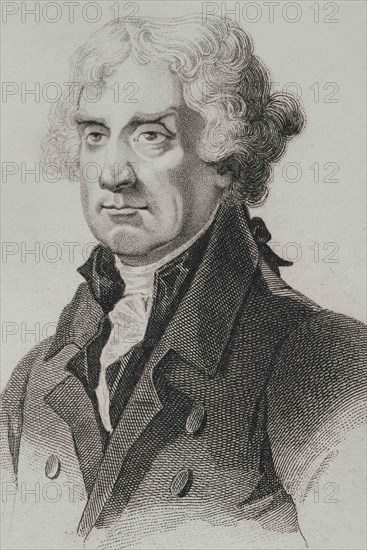 Thomas Jefferson (1743-1826). Third president of the United States of America (1801-1809), one of the Founding Fathers. He was the author of the Declaration of Independence. Portrait. Engraving by Vernier. Panorama Universal. History of the United States of America, from 1st edition of Jean B.G. Roux de Rochelle's Etats-Unis d'Amérique in 1837. Spanish edition, printed in Barcelona, 1850.