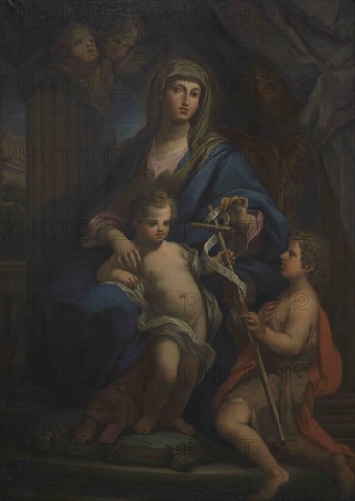 Sebastiano Conca (1680-1764). Italian painter. Madonna and Child with the young Saint John the Baptist. National Museum of Fine Arts. Valletta. Malta.