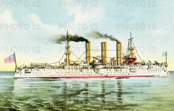 The United States Armored Cruiser Brooklyn was a key vessel in the Battle of Santiago de Cuba on 3 July, in which the Spanish Fleet was destroyed. It is referred to as the USS Brooklyn (ACR-3/CA-3). The United States Armored Cruiser New York (also known as USS New York [ACR-2/CA-2]) was the second United States Navy armored cruiser so designated; the first was the ill-fated Maine, which was soon redesignated a second-class battleship. Due to the unusually protracted construction of Maine, New York was actually the first armored cruiser to enter U.S. Navy service. .