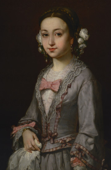 Luis Ferrant Llausas (1806-1868). Spanish painter. Portrait of Isabel Aragon, 1854. Oil on canvas, 79,5 x 65,8 cm. Prado Museum. Madrid. Spain.