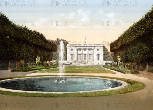 Pleasure palace in the park of Versailles, France, historical, digitally restored reproduction from an original from the 19th century.