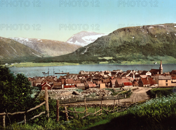 Tromsø, Tromsö, municipality in the Norwegian county of Troms, Norway, around 1895, historical, digitally restored reproduction from an original from the 19th century.