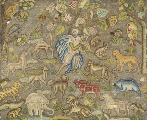 Orpheus Enchants the Animals, early 17th century, Historical, digitally restored reproduction from an original from the 19th century.