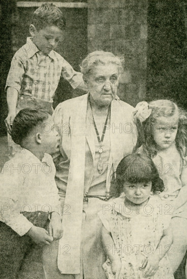 This photo, which dates to the 1920s, shows Jane Adams. The caption reads: Miss Jane Adams (1860-1935) Founder of Hull House, Chicago; friend of children and of all mankind; winner (with Dr. Nicholas Murray Butler) of the Noble Peace Prize in 1931. Adams was a reformer, American settlement activist, social worker, and author.