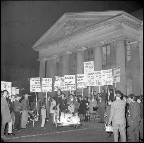 Protest against demolition of covered market; 1960.