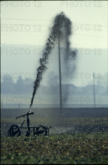 Sludge sprayer on a meadow, 1980.