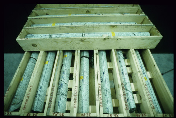 Rock samples, NAGRA rock laboratory, Grimsel 1985.