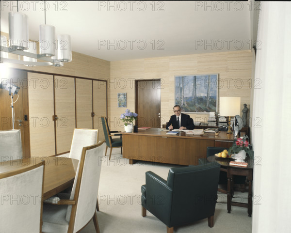 Hans Hurlimann in his office, 1980.