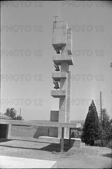 Tower of the new catholic church Beinwil am See 1964.