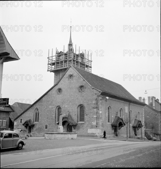 Church in renovation, Avenche 1954.