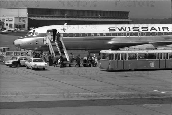 Luggage control, Airport Kloten 1970.