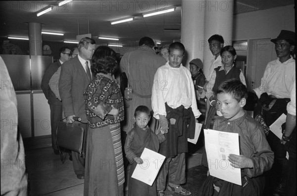 Arrival of the first Tibetan refugees in Switzerland, Kloten 1961.