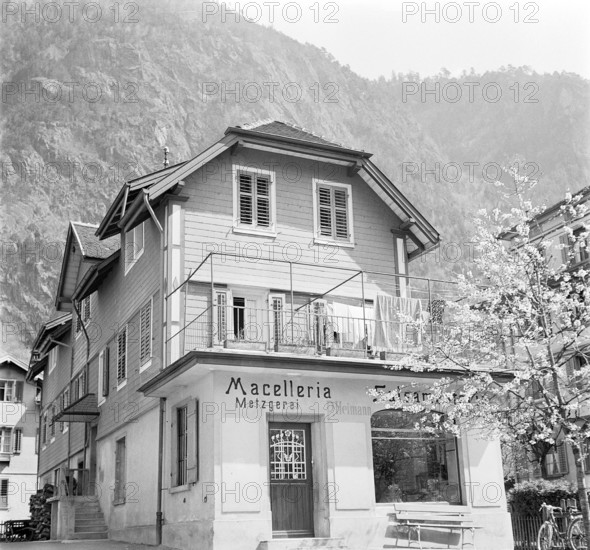 Butcher's shop in Erstfeld; 1942.