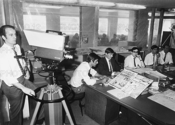 Life broadcast of a Blick editorial conference, 1968.