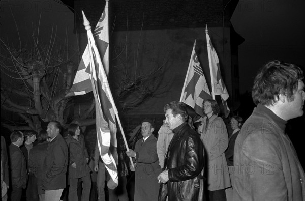 Protesters at Beliers demonstration in Reconvilier, 1972.