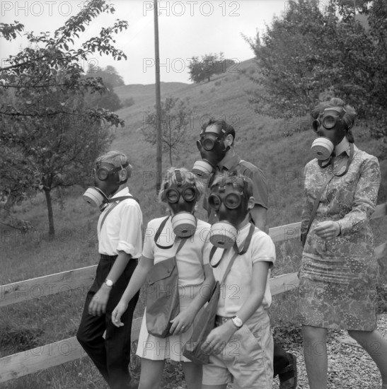 Testing the new gas masks for civilians, 1967.