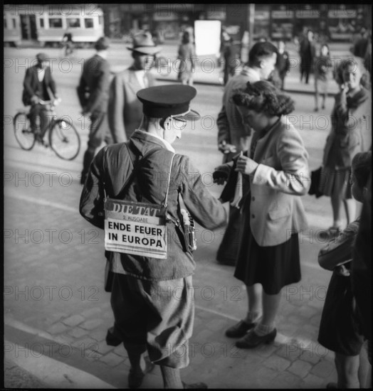 May 8th. 1945: Armistice's day: News vendor.