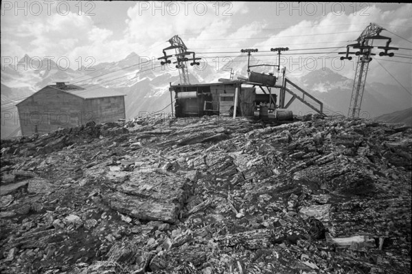 Ropeway in the Valais alps, 1967.